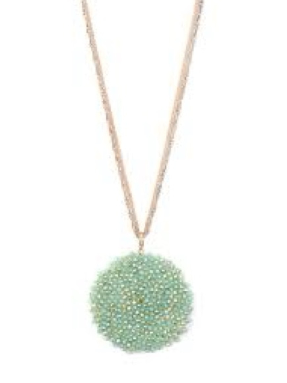 Gold-Tone Necklace with Pale Green Crystal Cluster Pendant